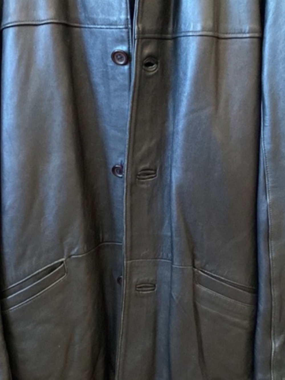 Soft Leather Jacket Men's Large Black Button Down